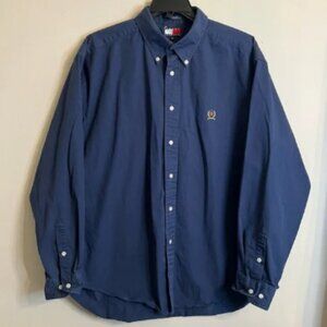 Vintage 90s Tommy Hilfiger Men’s Navy button up shirt XL‎ Excellent cond